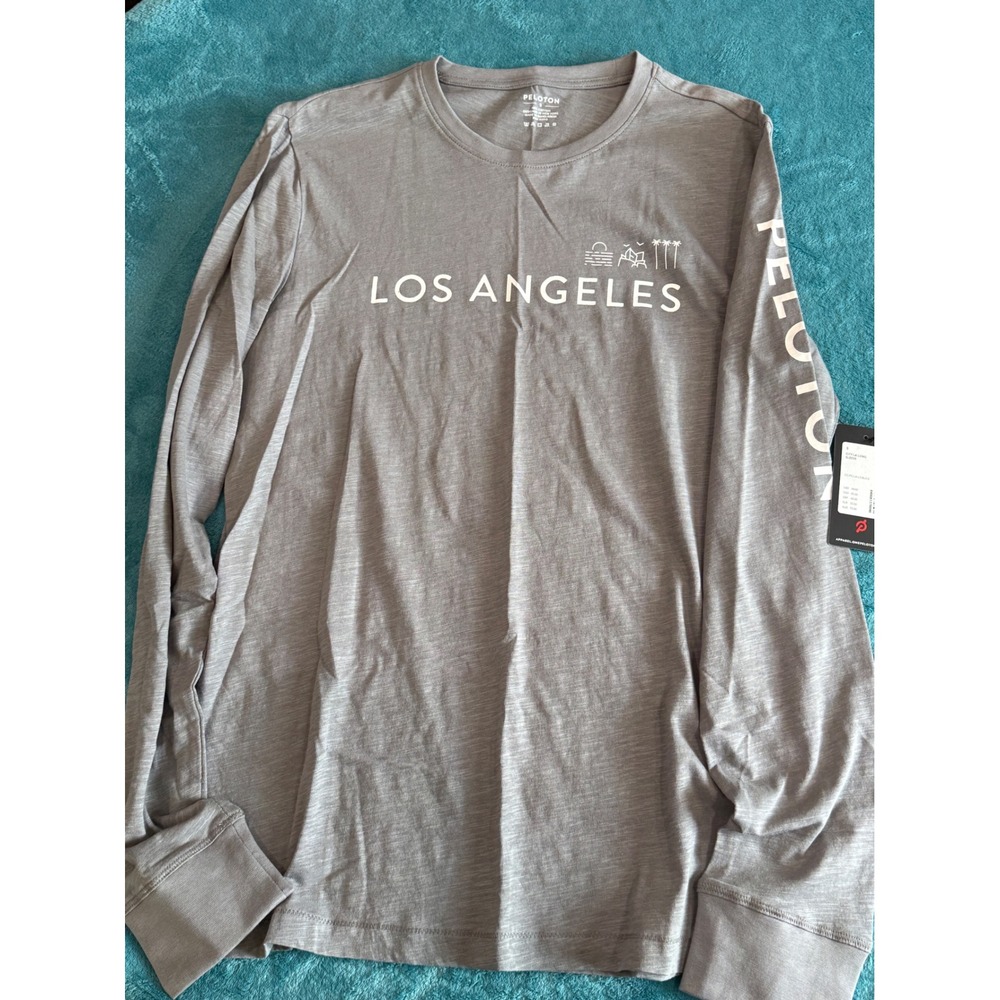 Peloton City LA Long Sleeve Shirt Mens Small Grey Los Angeles Graphic Tee NWT